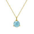 RINNTIN GMN31 Wholesale Natural Aquamarine Pendant Necklace Women 925 Sterling Silver Round Shape Necklace Gemstone Jewellery
