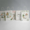 26*12*33cm Thank You Paper Gift Bag with Handle Flower Portable Packaging Bags Wedding Favors for Guest Birthday Gift Decoration