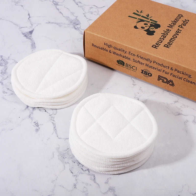 Eco-Friendly Reusable Organic Cotton 3-Layer Round Washable Facial Makeup Remover Cleaning Pads
