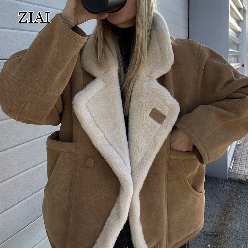 New Wholesale Short Plus Size Suede Leather Teddy Fur Coat Warm Winter Women's Faux Fur Coat Jacket