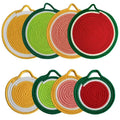 Fruit Orange Lemon Watermelon Placemat Table Mat Round Woven Dining Heat Insulation Pot Holder Cotton Cup Coffee Mug Coaster