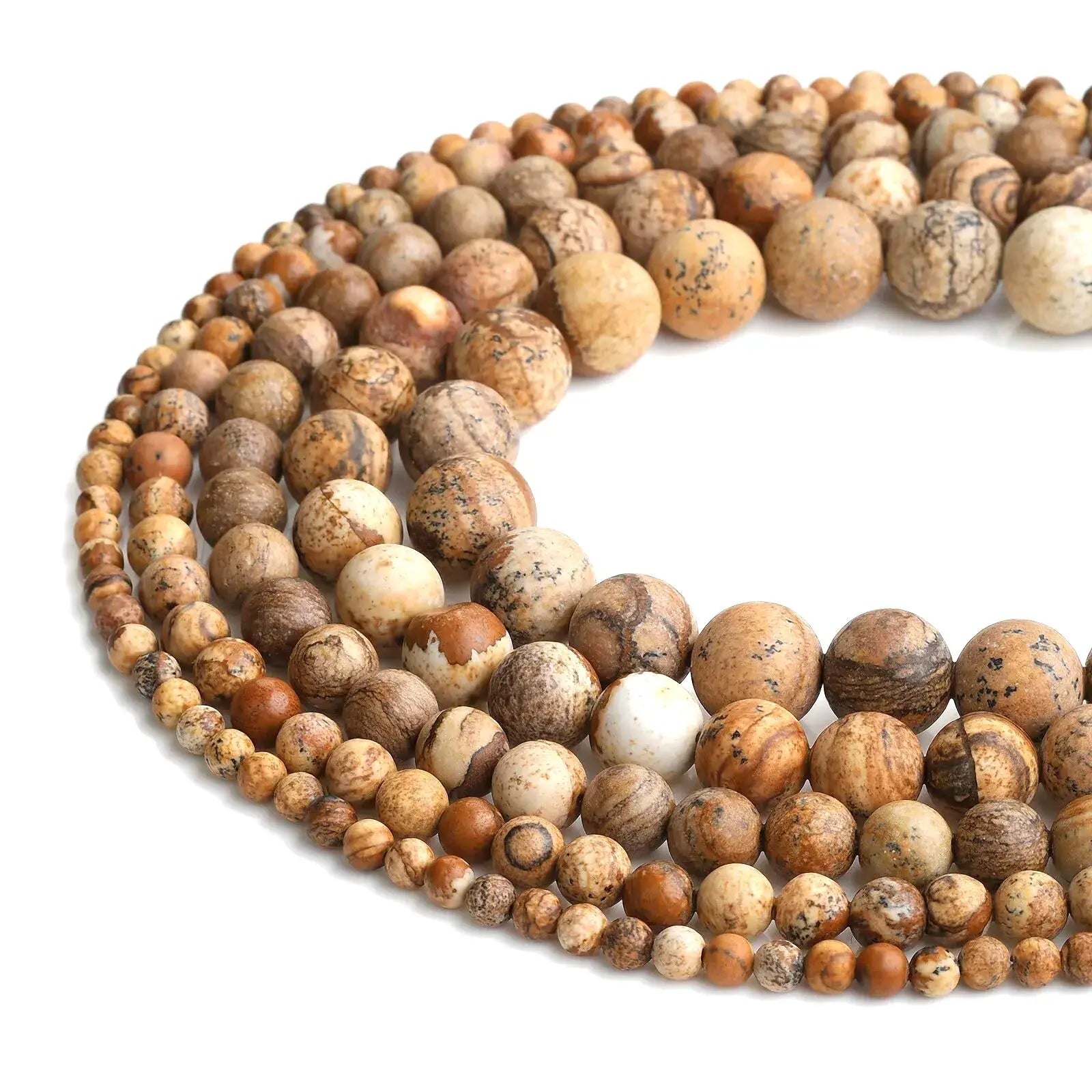 Small MOQ Natural Stone Loose Beads Round Gemstone 8mm Picture Jasper Bead for Jewelry Making