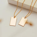 316L Stainless Steel Custom Engraved Rectangle Necklace Laser Personalized Patterns Necklace for Women