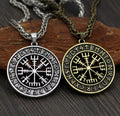 SC Hot Selling Norse Viking Rune Necklace Trend Geometric Disc Necklace Vintage Style Compass Pendant Necklace