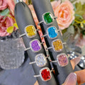 Luxury CZ Cubic Zirconia Emerald Stone Green Engagement Ring Diamond Jewelry Gold Wedding Rings for Women