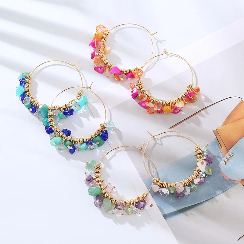 Vintage Bohemian Ethnic Style Earrings for Women Holiday Temperament Irregular Resin Fashion Jewelry Earrings