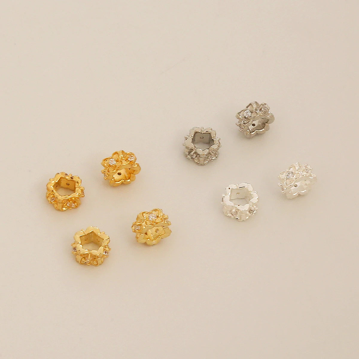 18K Gold Plated Loose Beads Zircon Pentahedron Beads Jewelry Accessories for Designer Osmanthus Fragrans Septum Bead