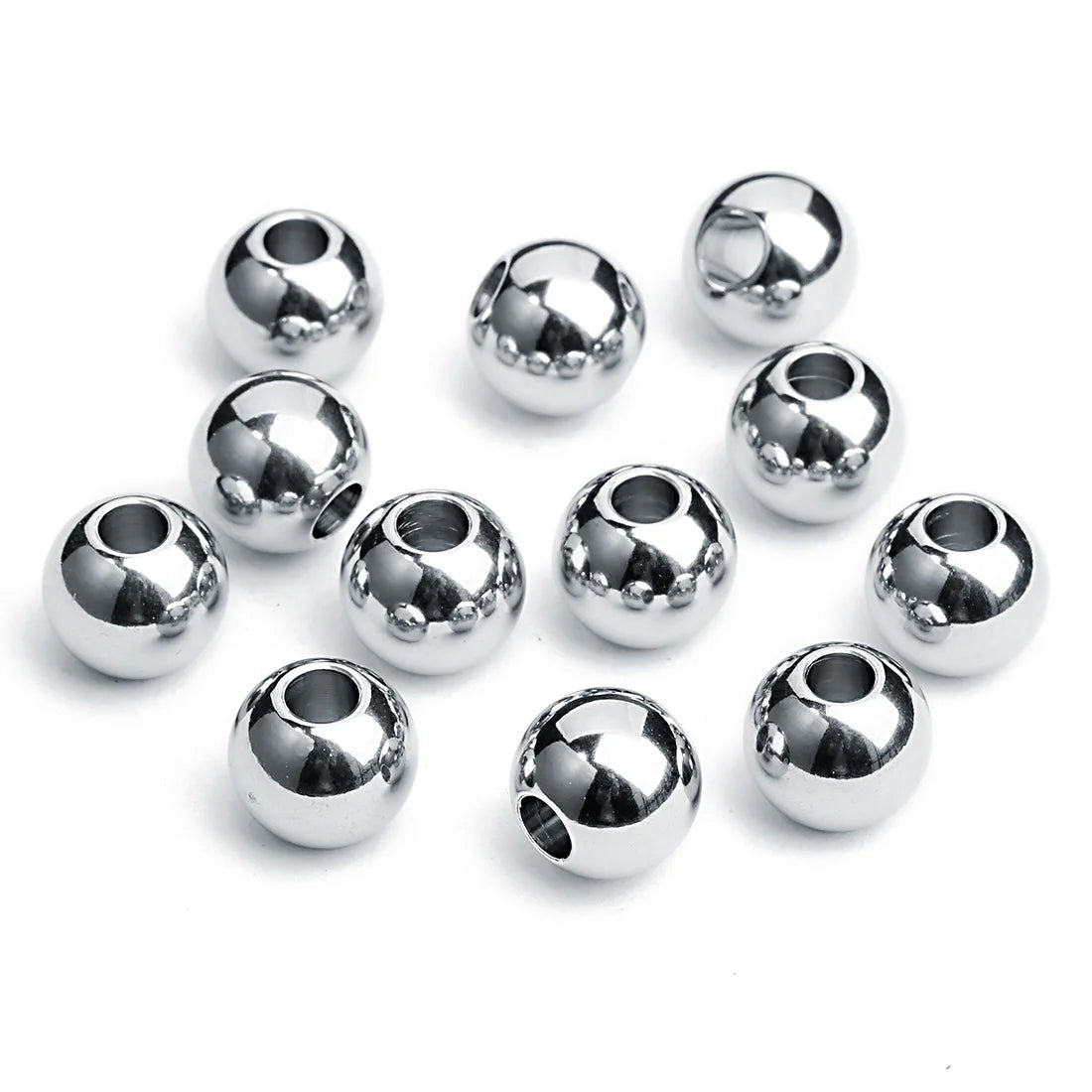 8/10/12mm Metal Round DIY Jewellery Accessories Design Ball with Hole Stainless Steel Spacer Beads for Jewelry Bracelet Making