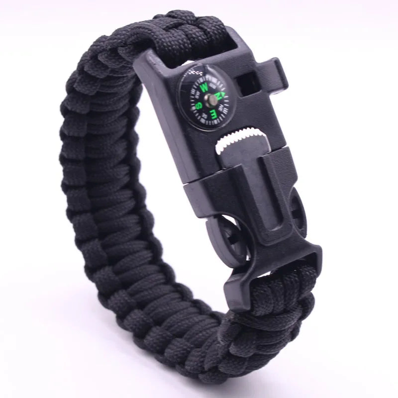 Paracord Survival Outdoors Camping Compass Flintstones Adventure Couple Bracelets Bangles for Men Women Outdoor Enthusiasts