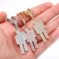 Hip Hop Brass Gold Plated Zircon Paved Billie Eilish Cartoon Human Pendant Unisex Anniversary Necklace Rope Chain
