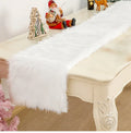 White Table Runner Faux Fluffy Fur Fabric for Christmas Holiday Party Decoration Bed Dresser Top Dinning Table Shelf Decorations