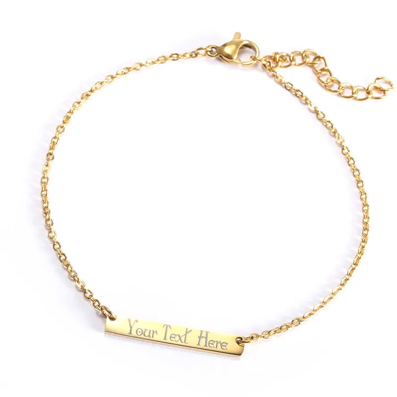 Pulsera De Nombre Simple Design Exquisite Stainless Steel Name Bracelet Adjustable Link Chain Name Bracelet for Women