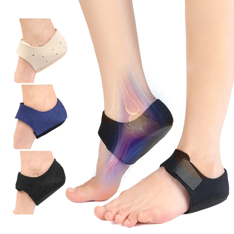Adjustable Strap Heel Protector for Plantar Fasciitis Soft SBR Insert Warm Pain Relief Insoles Comfortable Heel Cushion Sports