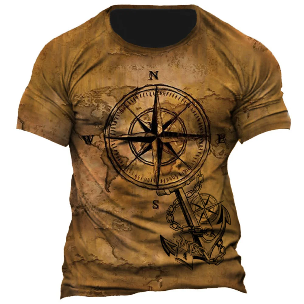 Fitspi Summer Male T-shirt 3d Vintage Print Short Sleeve Tops Street Tees Graphic T Shirt Oversized Tee Shirt Clothing
