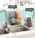 Stainless Steel Kitchen Draining Board Rack Over the Sink Soap Sponge Storage Holder Metal Tool Organizer