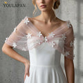 YouLaPan Lace Wedding Wrap Shrug Shawls Stole Boleros Cape Mesh Bride Shawls Bridal Dress Jackets Flapper Bolero Cover up MG48-P