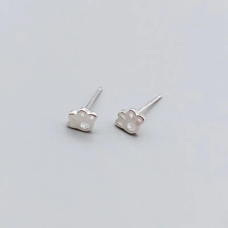 925 Sterling Silver Paw Print Stud Earrings for Women Wedding Earring Jewelry Accessories 2021