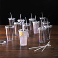 Wholesale 16oz Plastic clear Water Bottle Reusable Cups Juice Drink Tumbler Coffee Mug with Lid and Straw Custom logo
