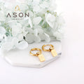 Ason New Fashion Gold Plating Stainless Steel Jewelry Drop Earrings Wholesale Rectangular Star Design Hoop Earrings for Women