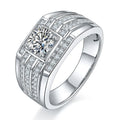 Wholesale Jewelry 925 Sterling Silver White Gold Plated Eternity Engagement Promise Moissanite Rings Men