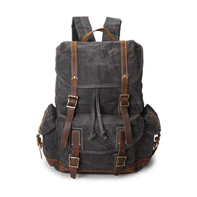 Manufacturer Custom Logo Outdoor Hiking Travel Vintage Waxed Canvas Camping Bag Back Pack Rucksack Backpack for Men