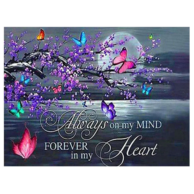 Butterfly Tree Diamond Painting Landscape "Forever in My Heart" Sweet Gift for Husband and Wife Home Decor 5L1657