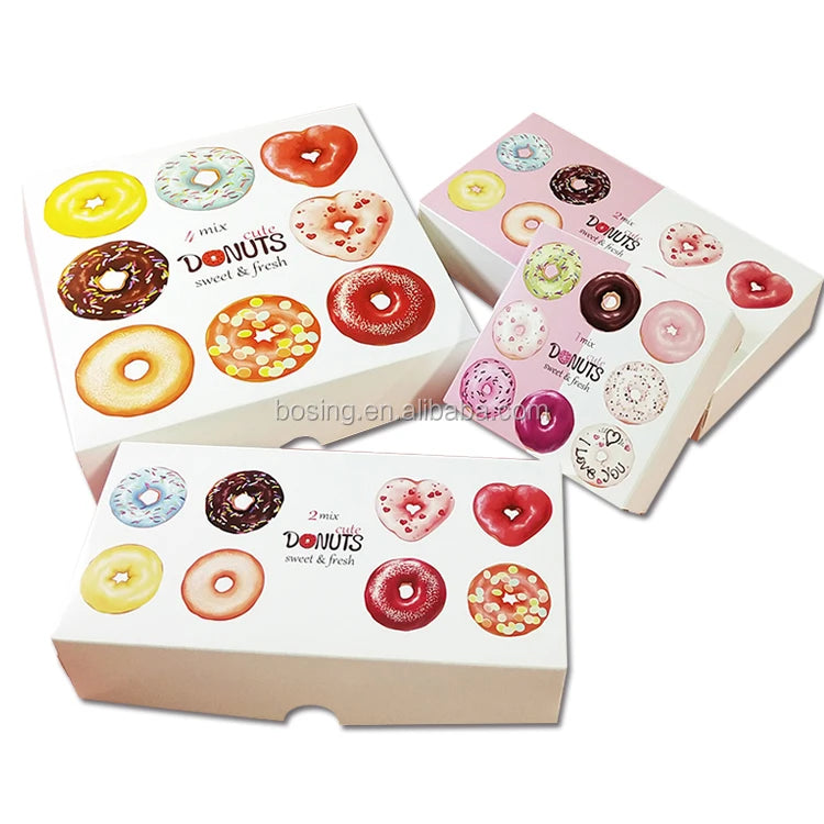 Custom logo Printing Bakery Pastry Box Pop up Donuts  Boxes Cafe packaging restaurant food box