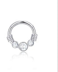 Evorte 16G 20G Cubic Zirconia 24K Gold Plated Septum Helix Conch Daith Labret Clicker Hoop Ring Ear Nose Piercing Jewelry