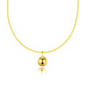CZCITY High Quality Simple Design Bead Pendant Necklace 925 Sterling Silver Ball Necklace Jewelry 14K Gold Plated