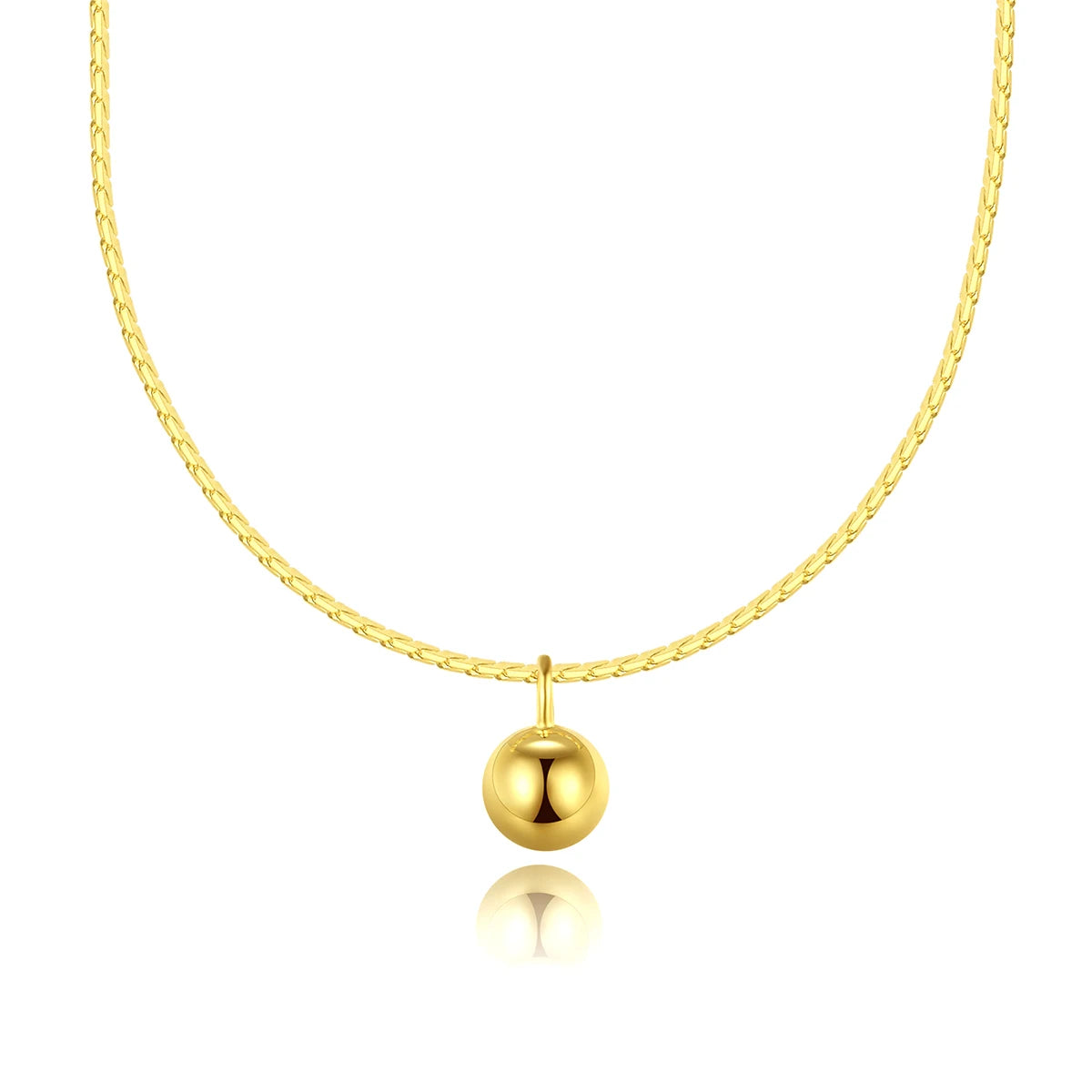 CZCITY High Quality Simple Design Bead Pendant Necklace 925 Sterling Silver Ball Necklace Jewelry 14K Gold Plated