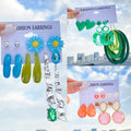 VKME New Colorful Love Flower Stud Earrings Resin Long Exaggerated Hoop Earrings for Women Jewelry