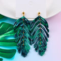 Fashion Trendy Leaf Earrings Wholesale OEM ODM Simple Leaves Tassel Acrylic Drop Earring