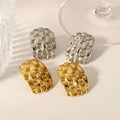 Personalized Stylish 18k Gold Plated Texture Earrings Waterproof Stainless Steel Jewelry Women Stud Earing Jewelry