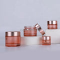 Cosmetic Package Skin Care Cream Jar Pot 5 g 10g 15 g 20g 30 g 50g 60g 100g Aluminum pink Glass Jar Container With Rose Gold Lid