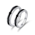 Valentine's Day Gift 925 Silver Plated Black Cross Adjustable Lovers Couple Rings Jewelry