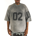 Hot Selling Men's Acid Wash Distressed T-Shirt Custom 100% Cotton Streetwear Vintage Oversized Heavily Textured Terry 300 Grams