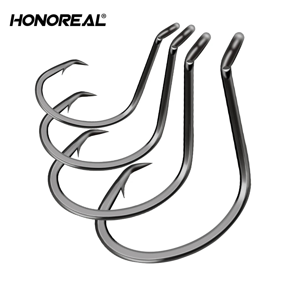 HONOREAL 2024 New Perfect Circle Hooks in Line 6/0 8/0 10/0 12/0 3X 5X Strong Catfish Hook