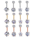 Gaby 316L Surgical Steel Belly Ring Fashion Jewelry  CZ Double Gems Navel Button Ring Piercing Jewelry