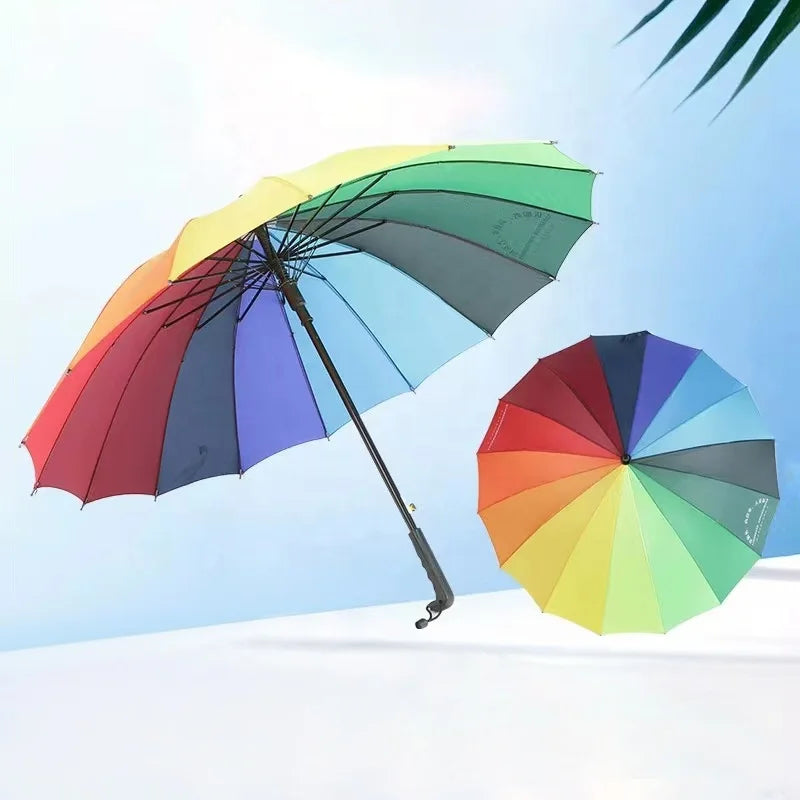 Golf Umbrella Rainbow UV Protection Straight Color Waterproof with Printing Custom Log Manufacturer 16K Carton Polyester 2pcs
