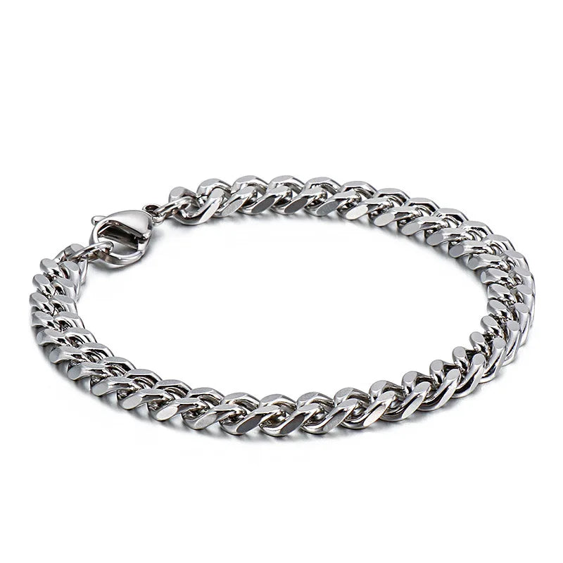 YF3272 Hip Hop Jewelry Waterproof Minimalist Hypoallergenic 18K Gold Plated Stainless Steel Cuban Link Chain Bracelets