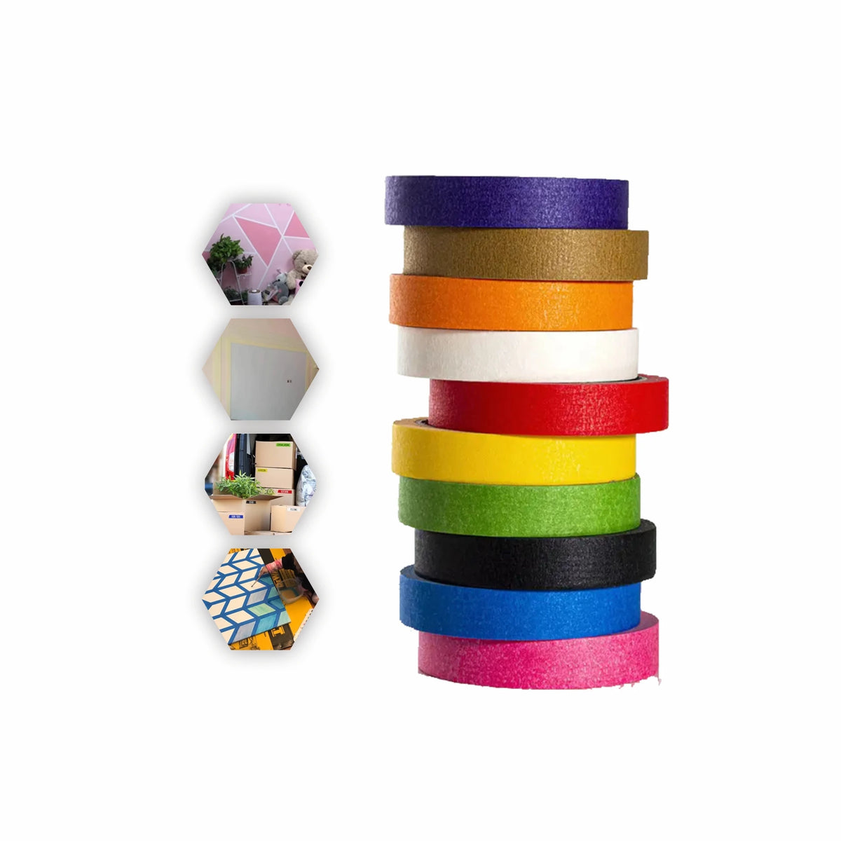 HWK 25mm High Tack Crepe Paper Tape Pressure Sensitive Hand Peelable Adhesive Labeling Masking Crepe Style Crepe Style