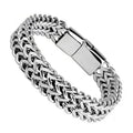 Hip Hop Jewelry High Polished Double Line Stainless Steel Cuban Chain Bracelet for Men