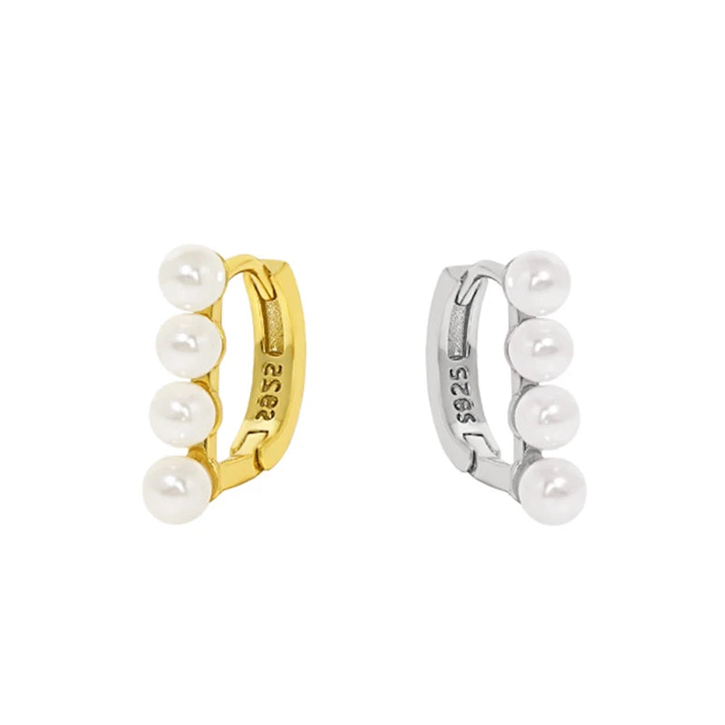 Wuqie Dainty Jewelry 925 Sterling Silver Pin Shell Pearl Hoop Earrings for Women