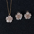 Fresh Cat Eye Diamond Flower Necklace Earrings Two-Piece Set Peach Flower Opal Necklace and Earrings Jewelry Sets for Party
