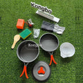 Kongbo  Non-Stick Lightweight Pots Set Portable Outdoor 15pcs Camping Cookware Mess Kit