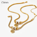 Women's Stainless Steel Jewelry Set Gold Plated Tree of Life Pendant Diamond Round Snake Bone Chain for Wedding
