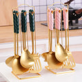 Hot Selling High-end Ceramic Handle Set Kitchenware 304 Stainless Steel Spoon Soup Spoon Strainer Oil Spoon Kitchen Utensils