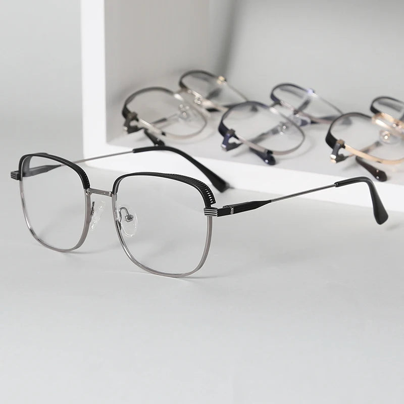 2023 New Square Metal Optical Frames Oversized Big Frame Business Style Glasses Male Myopia Hyperopia Eyewear Trends Solid Anti