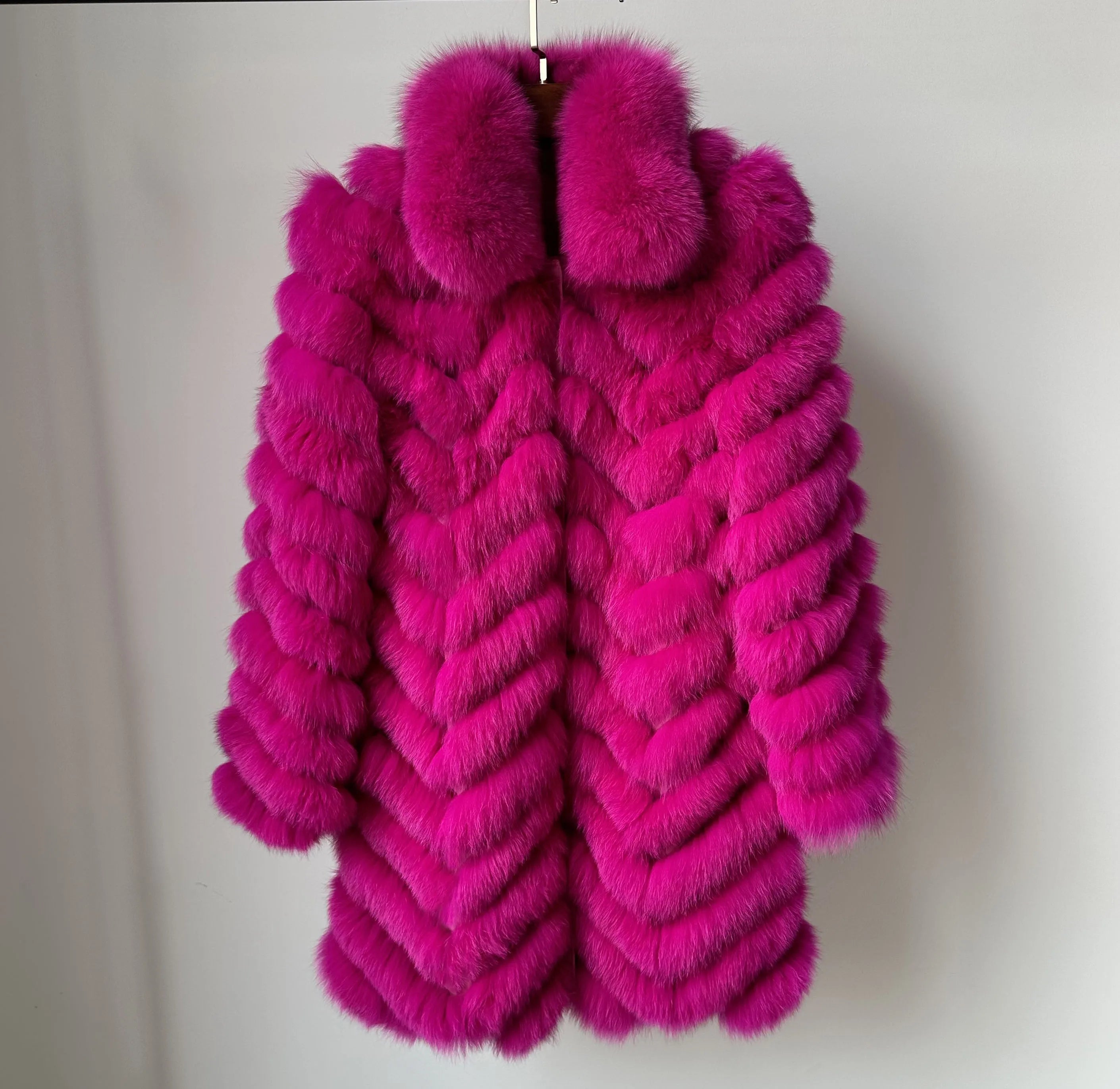 New Design Real Fox Fur Coat Women Long Luxury Fur Jacket for Plus Size Ladies Full Sleeve Female Overcoat
