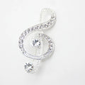 80mm Large Clear Rhinestone Crystal Large Treble Clef Musical Note Stick Pin Brooch
